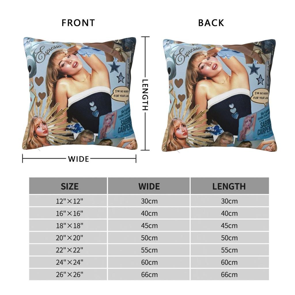 Singer Sabrina Carpenter Square Pillow Covers Bed Car Pop Music Cushion Cover Cute Throw Pillow Case 40*40
