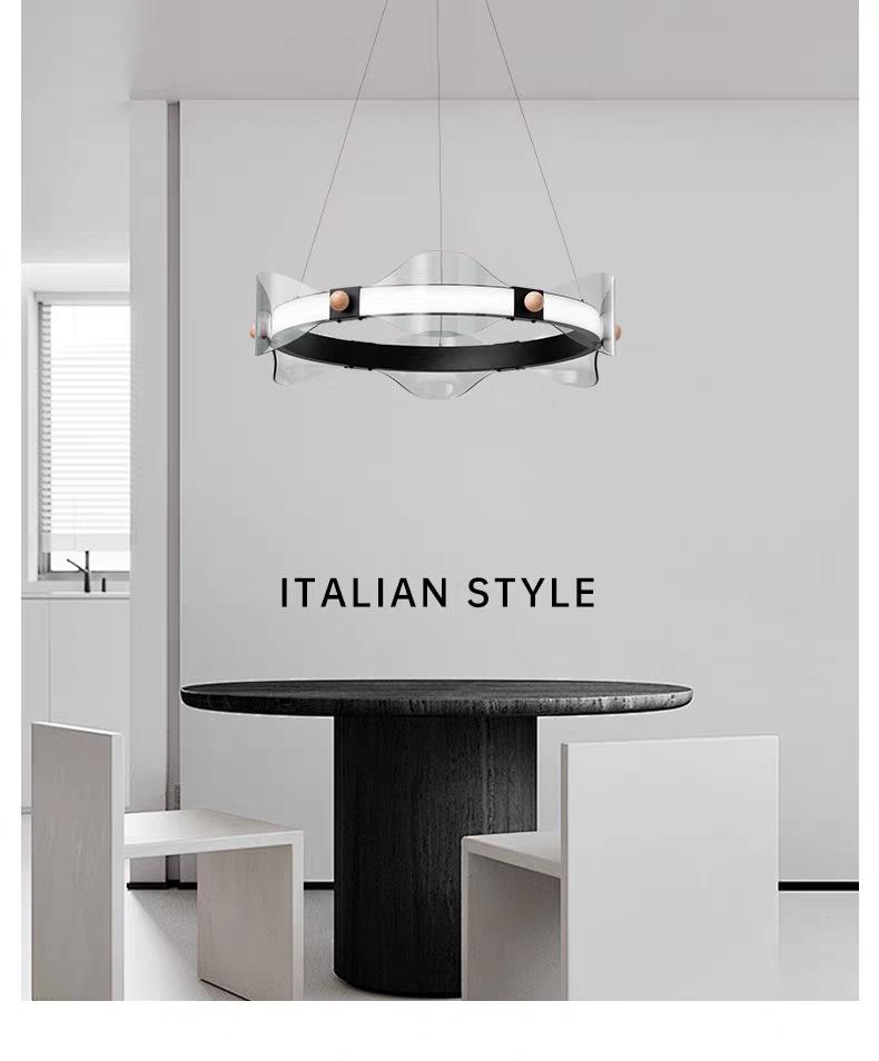 Nordic Minimalist Glass Ring Pendant Light for Living Rooms, Bedrooms, Studies, Showrooms, and Restaurants.