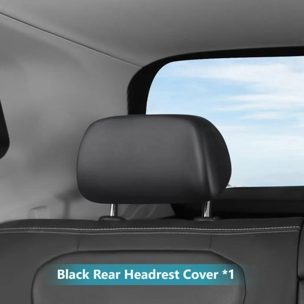 Comfortable Headrest Protector Car Headrest Cover Seat Protector Black Car Headrest Cover Four-way Stretch Fabric