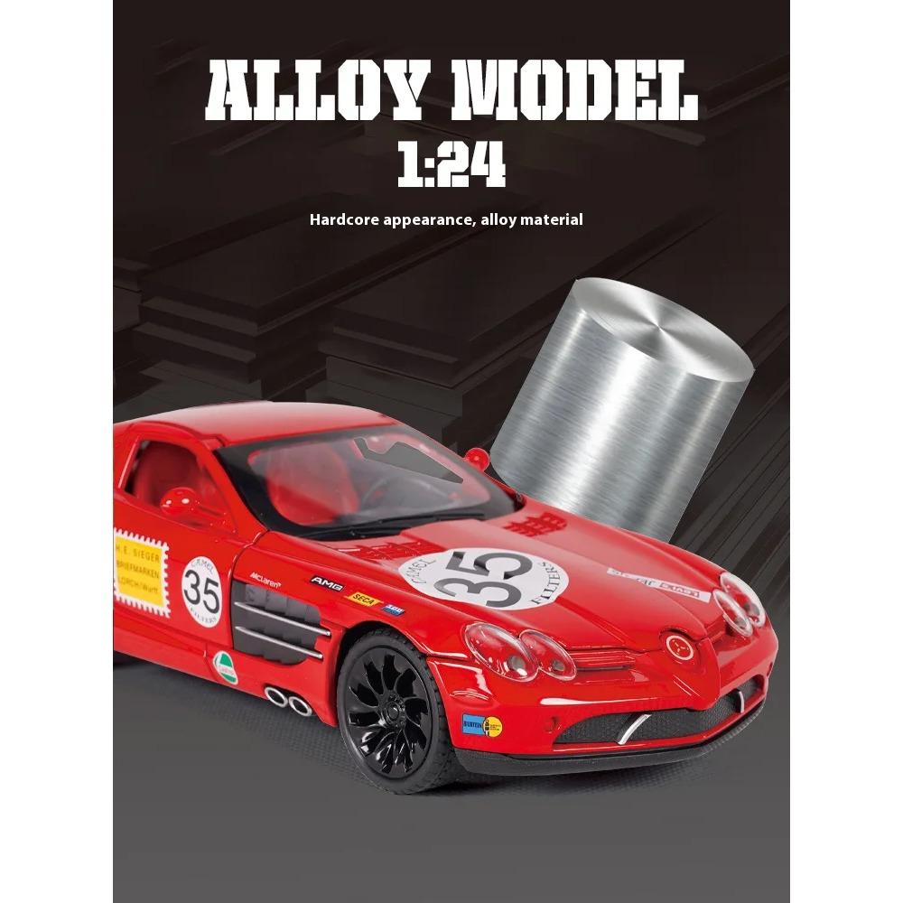1/24 High Quality Alloy BENZ SLR Sports Car Model, Cool Sound and Light, Best Collectible for Car Lovers, Christmas Gifts