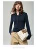 2025 Autumn Women's Long Sleeve Henley Top - Slim Fit Knit with Button Detail