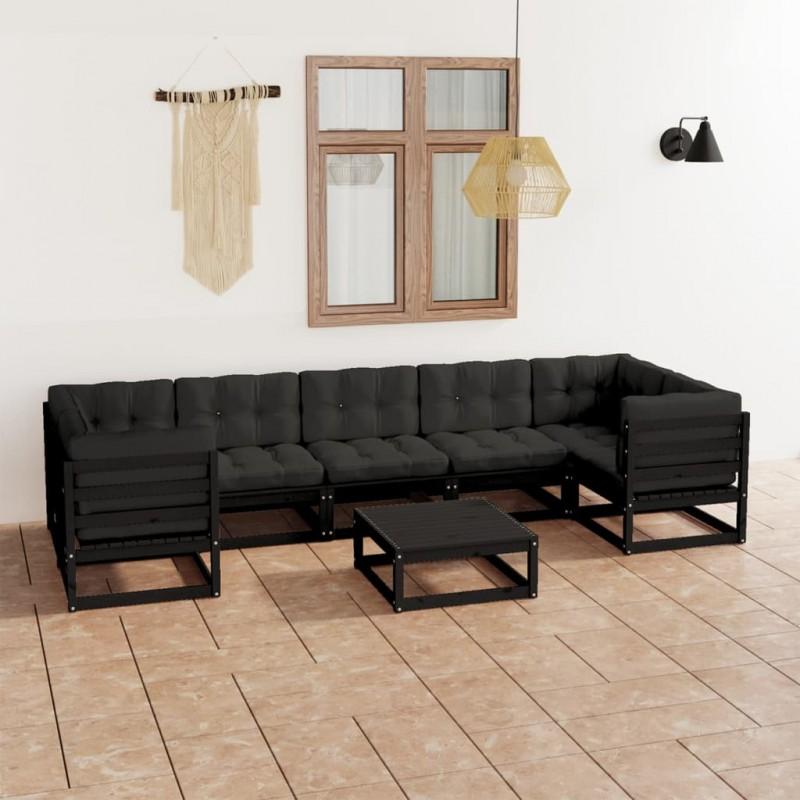Day and Night - Day and Night 8-piece Garden Furniture Set with Black Pine Wood Cushions