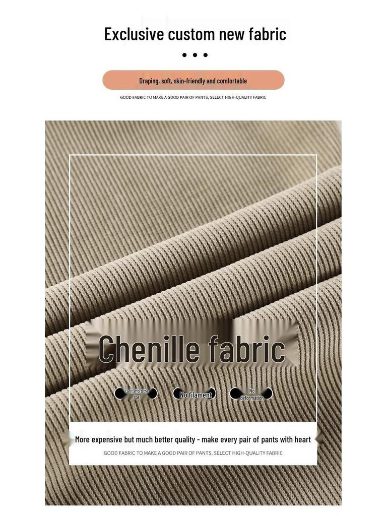 Damen Petite Slim-Fit Fleecegefütterte Chenille Weitbein Hose für Herbst/Winter 2025