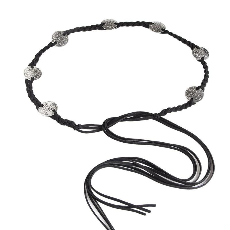 Style Bohemian Metal Decor Knot Design Women Casual Woven Belt For Daily