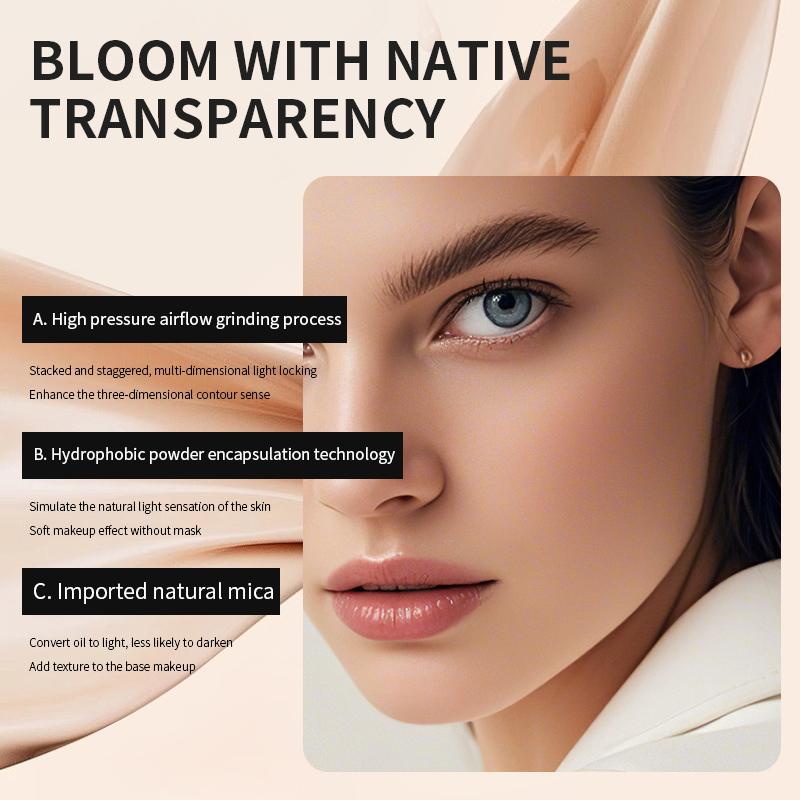 Lightweight&Mattifying Powder Cake Oil-Control Soft-Focus Look Pressed Powder Fine Powder Long-Wear