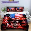 3pcs Skull with Flames Quilt Cover Set - Soft & Comfortable Polyester Fabric, All-Season Breathable Comforter Set For 1 Quilt Cover & 2 Pillowcas