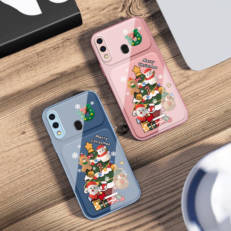 Cartoon Christmas tree For Samsung A73 72 71 A70 56 55 54 A53 52 51 50 42 A35 A34 33 32 31 26 25 24 23 22 30 glass phone case