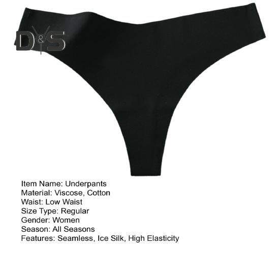 Women Underwear Low-Waisted Ice Silk Seamless Cool Feeling Cotton Crotch Underpants Solid Color Daily Briefs for Home Sleep