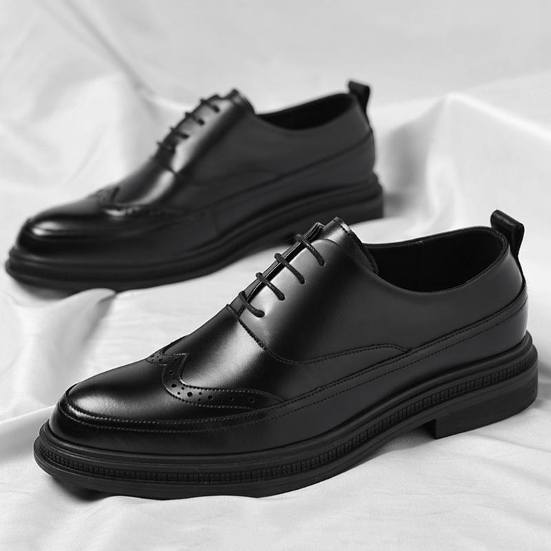 Men's Business Formal Casual Leather Shoes Autumn Men's Outdoor Casual Thick-soled 6CM Fashionable Leather Shoes Size 37-44