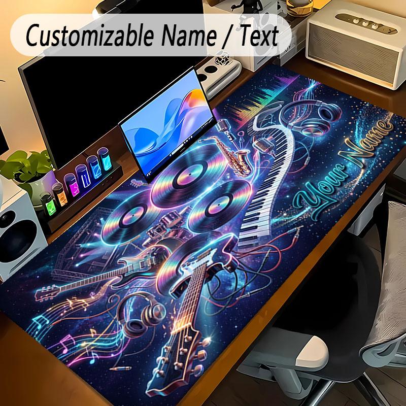 Music Theme Personalized Mouse Pad Custom Name Text Non Slip Desk Pad For Laptop Office Desktop