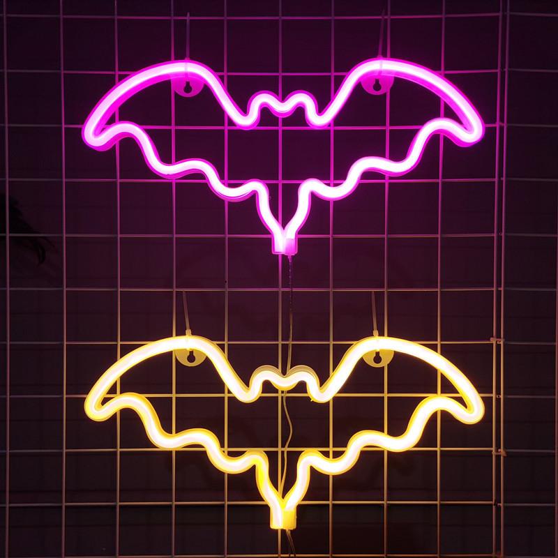 Neon Light Party LED Bat Colorful LED Light for Bedroom Decor Neon Sign Wallpaper Halloween Hang Decoration