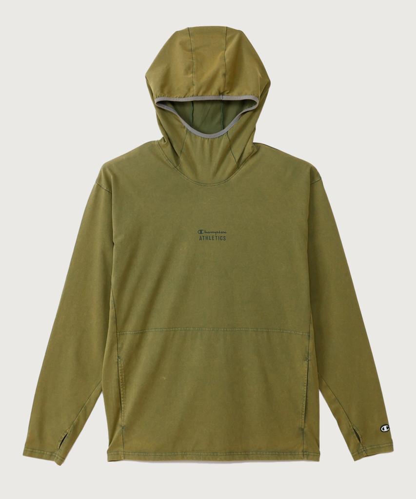 Washed Regular Fit Athletic Long Sleeve Hoodie Olive