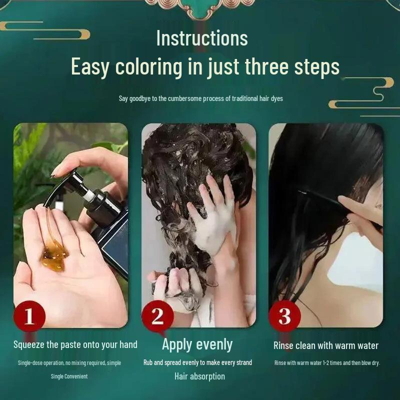 Hanfeng Miao Plant-Based Hair Dye Cream - Non-Damaging, Ammonia-Free, Gray Coverage, Gentle Scent.