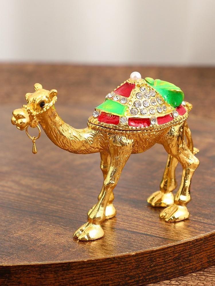 Mini Jewelry Storage Box Inlaid Gem Organizer Exquisite Camel Shape Earrings Ring Holder Storage Jar Unique Festival Gift
