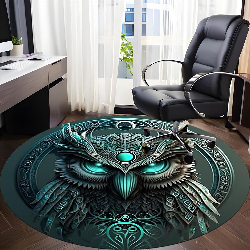 1pc Owl Fantasy Office Round Area Rug, Under Office Chairs Bedroom Living Room Home Decor, Room Deco, Available in Various Sizes