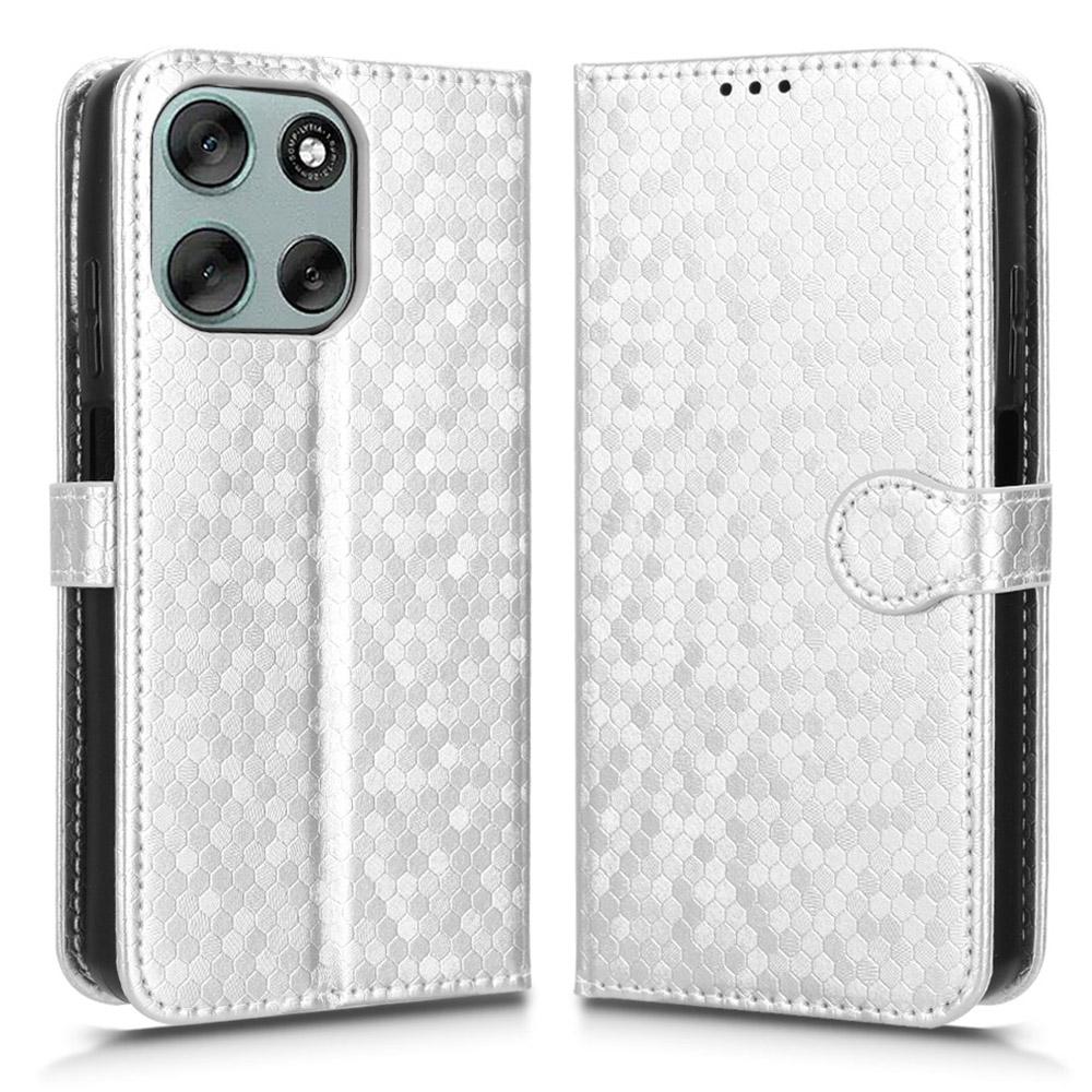 For Motorola Moto G56 5G Wallet Case Dot Pattern Imprint PU Leather Phone Cover with Wrist Strap