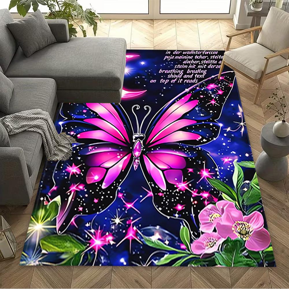 1pc Butterfly Design Home Carpet Non-slip Office Decor Gift Living Room Bedroom
