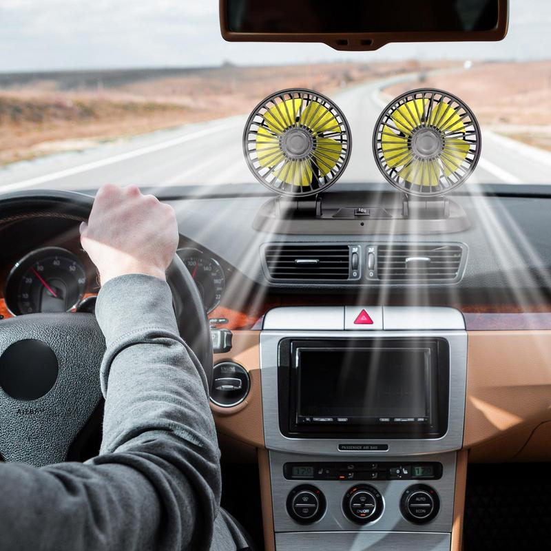 USB Car Fan Car Fan Dashboard Mounted Powerful Wind Low Noise 360 Rotating Car Dashboard Fan For Boat RV SUV Home Sedan Auto