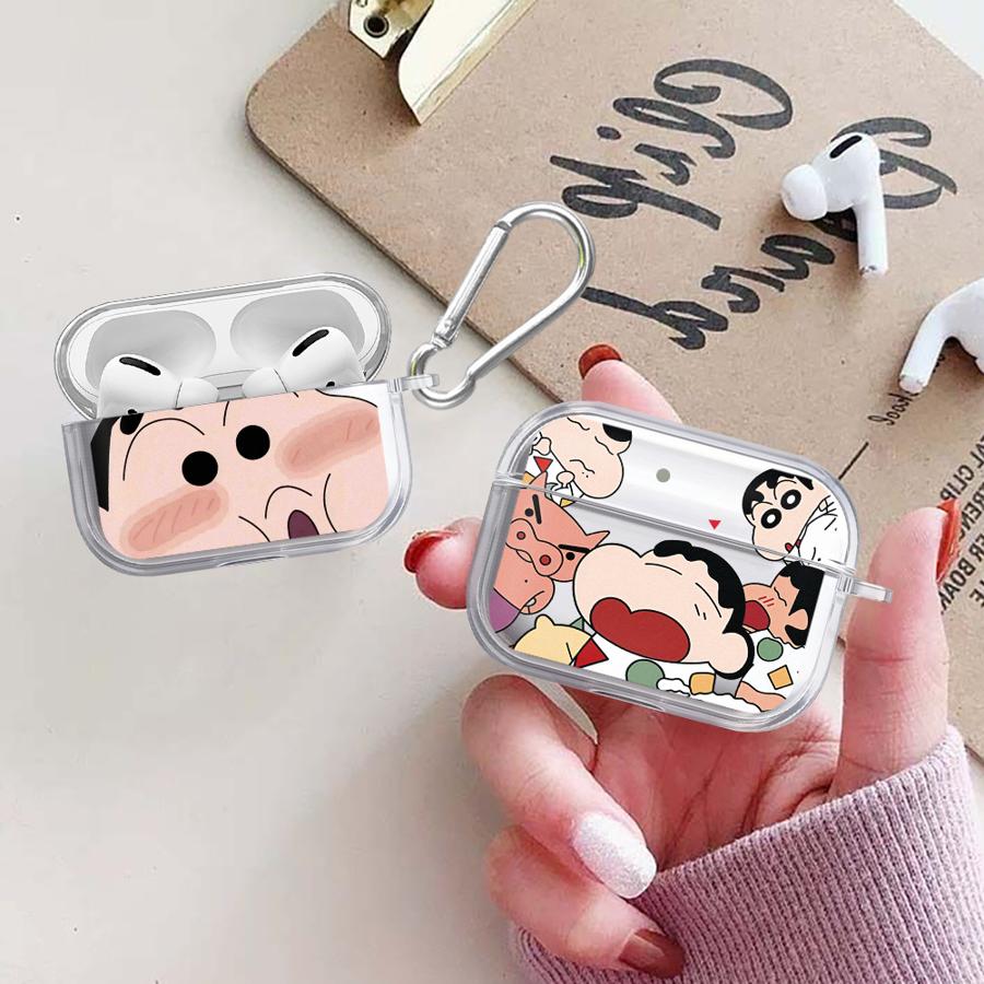 Case For Airpods Pro Pro2 1 Pro3 3 2 4 Clear Earphone Cases Cover Cartoon Crayons Shinchan