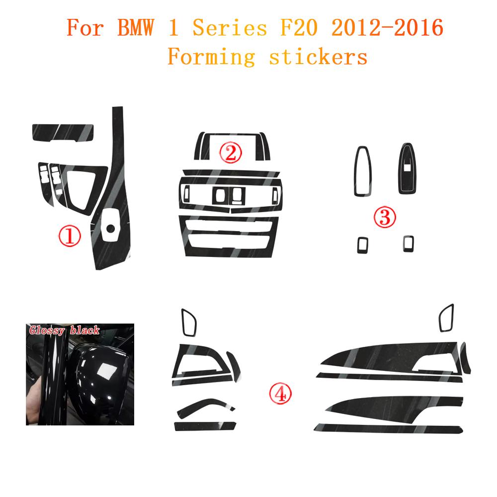 For BMW 1 Series F20 2012-2016 Interior Central Control Panel Door Handle 5D Carbon Fiber Stickers Decals Car Styling Accessorie