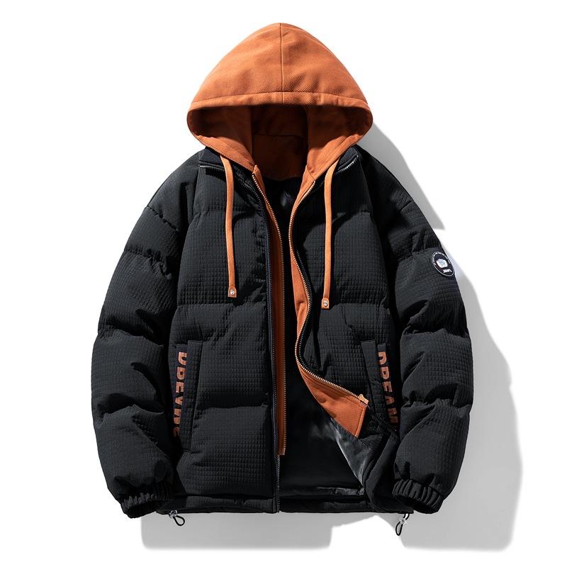 

Мужская зимняя золотистая клетчатая жаккардовая куртка с искусственным пухом, толстое брендовое пальто для пар M чёрный