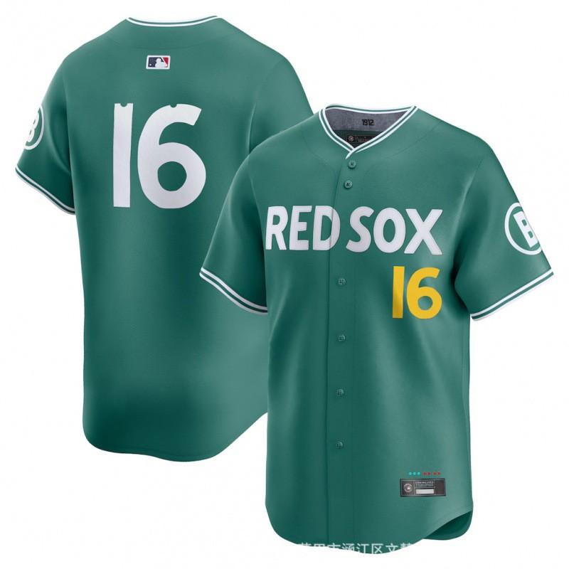 Maglia da Baseball Boston Red Sox Green City Connection Edizione Limitata con Numeri Ricamati 2 11 16 34