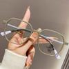 Anti-Blue Brown Glasses Reading Glasses Trendy Women'S Plain Artifact Large Frame Glasses Frame Fashionable Reading Glasses