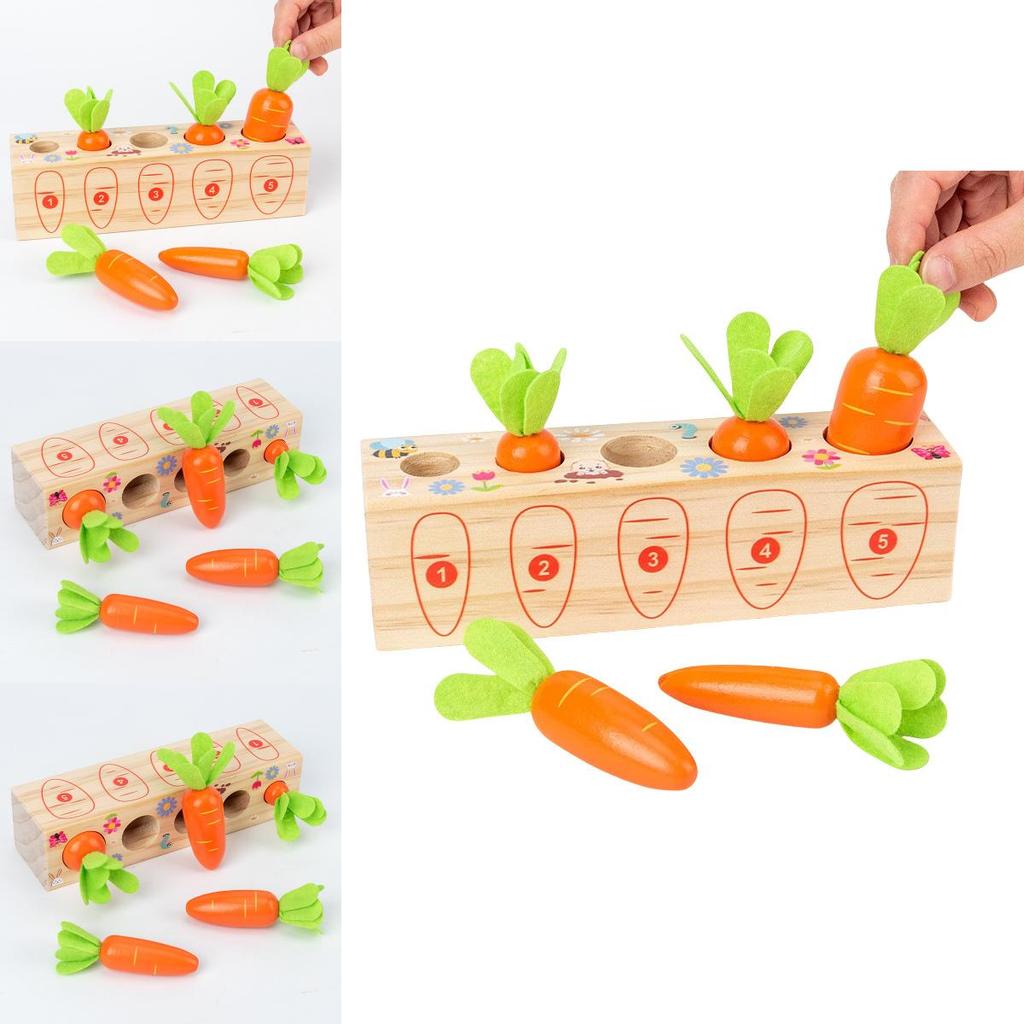 Wooden Digital Carrot Pulling Game For Kids Educational Toy For Ages 3 To 4