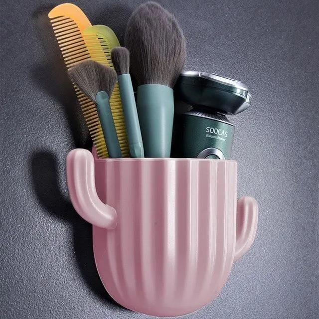 

1PCS Toothbrush Holder Easy To Install Cactus Wall-mounted Storage Fashion Bathroom Decoration Punch-free Storage Box Self-adhesive 1PCS