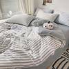Ins Style Bedding Set Duvet Cover  Wash Cotton Stripe Summer Soft Cool Summer Bed Sheet Set Comforter Set Quilt Cover