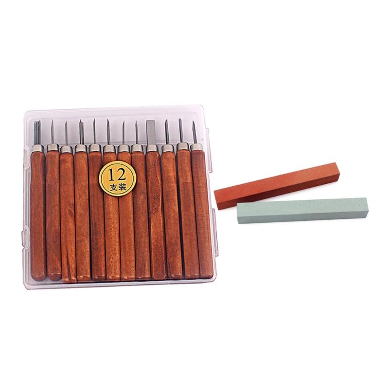 Wood Carving Knife Set 12Pcs Hand Carving Tool Set with Whetstone for DIY Sculpture Carpenter Experts and Beginners