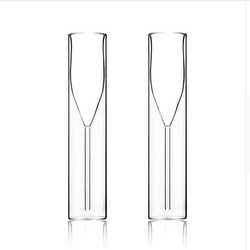 Double Wall Champagne Glasses - Elegant Crystal-Design Tulip & Flute Cups for Weddings, Cocktails & Toast, Shatter-Resistant