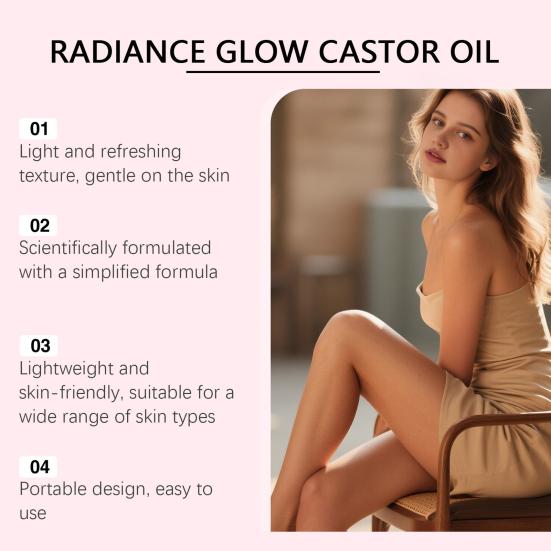 Organic Castor Oil Roller 50ml Natural Moisturizing Beauty Oil for Face Hair Eyebrows & Lashes Non-Greasy Fast-Absorbing Nourishing Oil for Daily Care