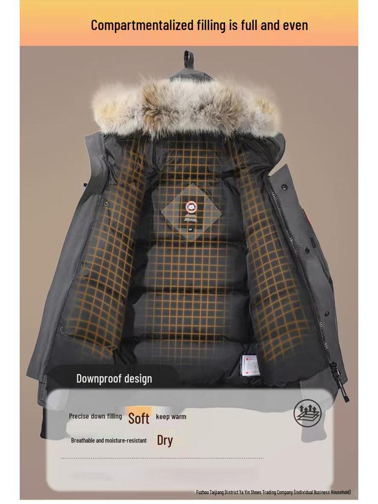 Winter Pure Canada Goose Down Bomber Jacket Putin Style Unisex White Duck Cold-Proof