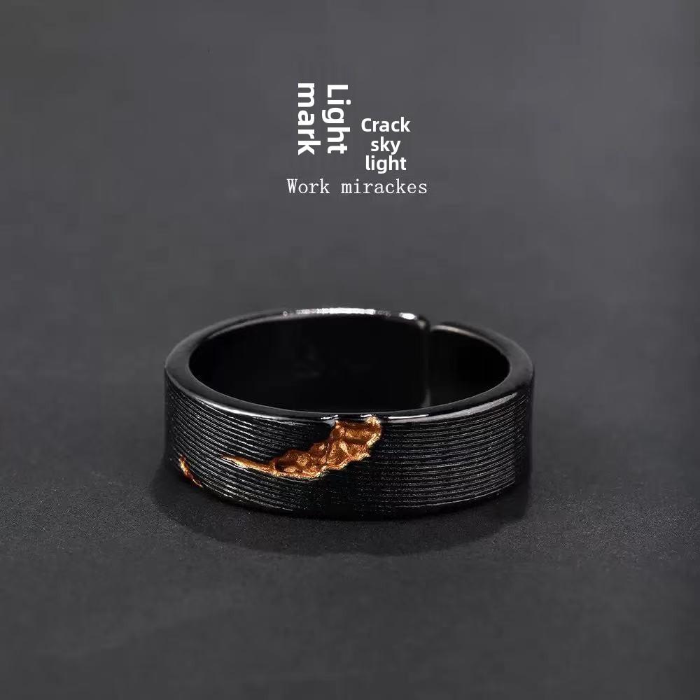 Ring Men's Tide Advanced Sense Index Finger Female Couple Ring Niche Design Titanium Steel Does Not Fade
