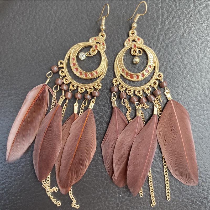 Bohemian Long Tassel Feather Earrings - Trendy Douyin-Inspired Design for Women