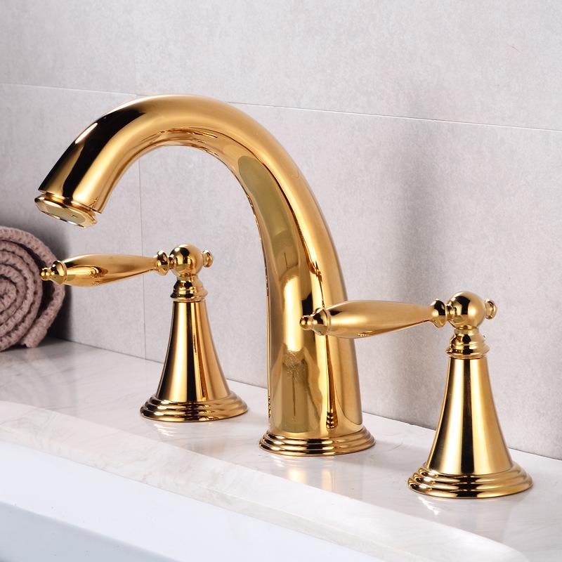 Nordic Style Basin Faucet 3 Holes Bathroom Sink Faucet Deck Mounted Cold Hot Vintage Mixer Taps Bathtub Faucet
