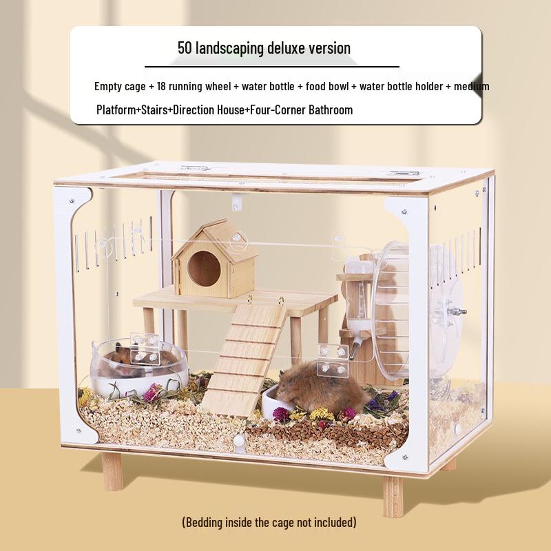 Golden Hamster Luxury Villa - Large Acrylic Cage, Starry Sky Design