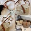 Women's Braided Straw Leather Sewing Shoulder Single Crossbody Woven Bag Daily Fashion Design Popular