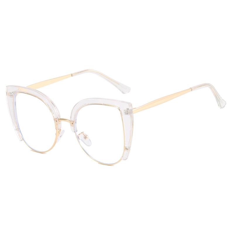 Quality Cat Eye Half Frame Glasses Anti Blue Light Oversized Retro Trend Fashion Eyewear for Women