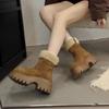 Women's Large Size Soft Sole Cold Resistant Winter Warm Anti-slip Fur One Snow Boots Padded Lined Ankle Boots Anti-slip Sports Cotton Boots