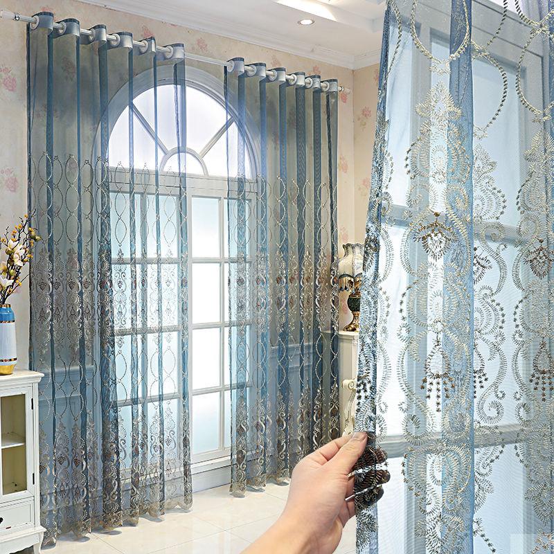 Scandinavian Embroidery Window Screen Bedroom Living Room Balcony Finished Translucent Window Screen Perforated Home Curtains