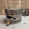 Piston Skull Face Sculpture Resin Gear Ornament Steampunk Decor Unique Art Piece