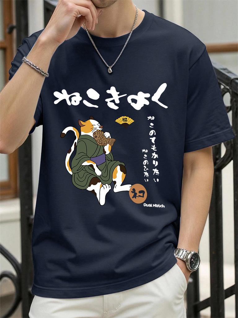 Original Japanese Retro Cat Printed TShirts Womens Summer Cotton Tops ONeck Soft Loose Short Sleeve T Shirt Casual Clothes