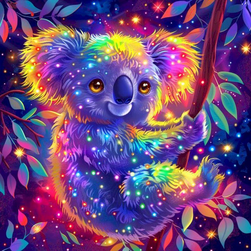 Vollständiges Diamantgemälde Tier 5D DIY Diamantmosaik Koala Fantasy Bastelset Heimdeko Handgemachtes Geschenk