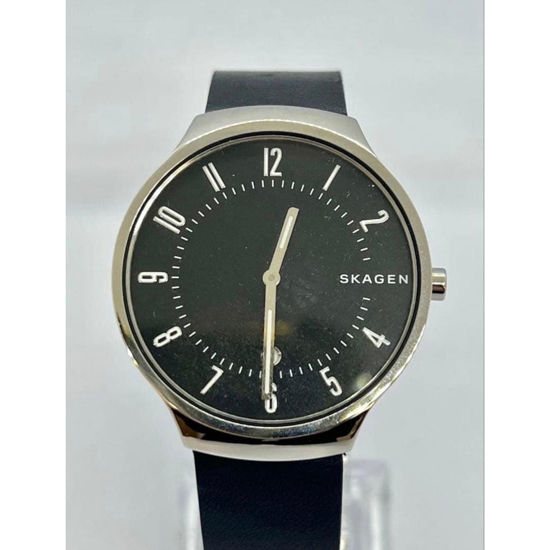 Used SKAGEN SKW6459 Men s Watch Black Leather Strap Simple