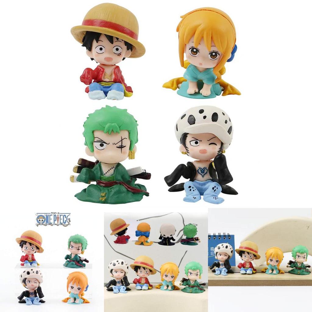 One Piece Action Figure Set With Luffy, Zoro, Nami, And Law Cute And Collectible Anime Toys