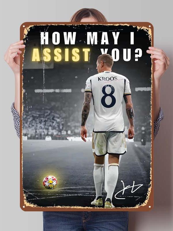 Toni Kroos Posters Football Player Sign Gamer Room Decoration Custom Metal Tin Signs for Room Wall Art Decoration Bathroom Decor
