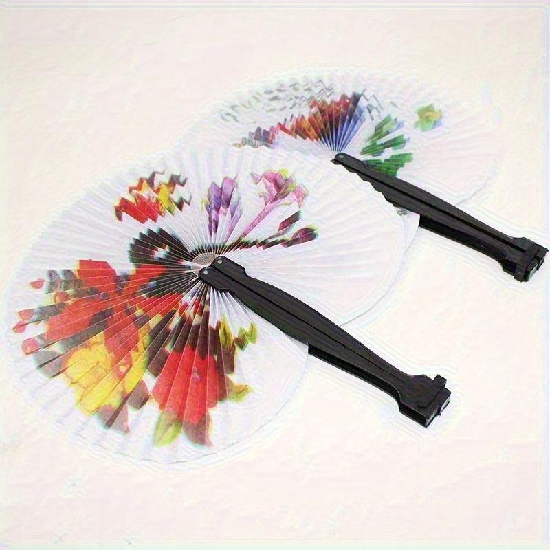 Elegant Foldable Chinese Hand Fan, Portable Plastic Craft Fan, Colorful Bird Flower Pattern Art Decor for Home Party