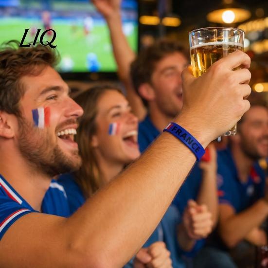Non-slip Sports Band Soccer Silicone Bracelet, National Flags Adjustable Wristbands with Wristband Snap Buckle for Events, Party Supplies